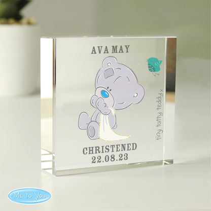 Personalised Tiny Tatty Teddy Christening Crystal Token