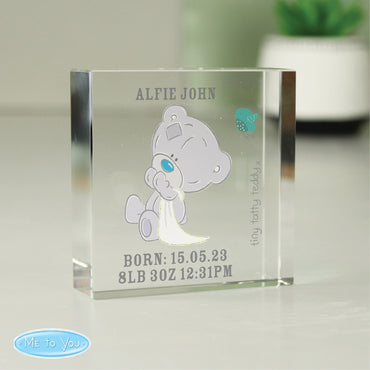 Personalised Tiny Tatty Teddy Christening Crystal Token