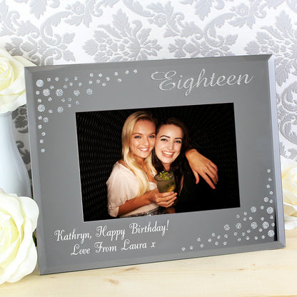 Personalised Eighteen Diamante 6x4 Glass Photo Frame