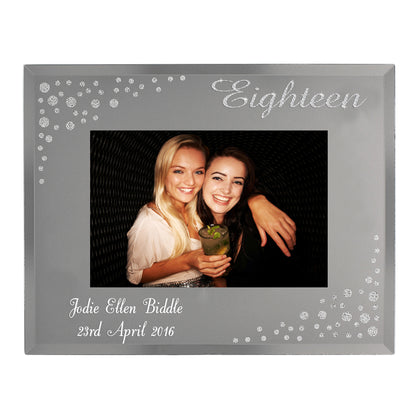 Personalised Eighteen Diamante 6x4 Glass Photo Frame