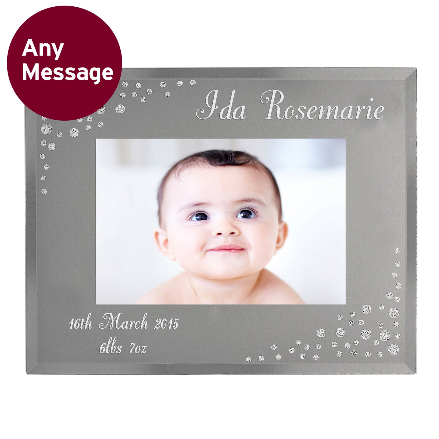 Personalised Any Message 6x4 Landscape Diamante Glass Photo Frame