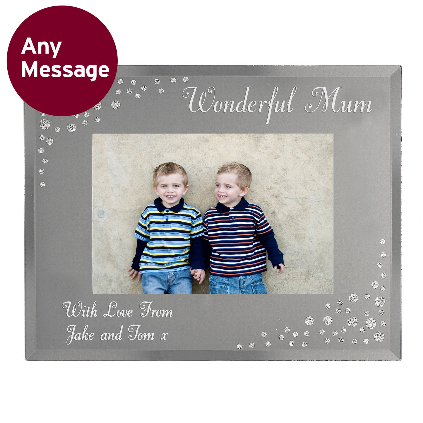 Personalised Any Message 6x4 Landscape Diamante Glass Photo Frame