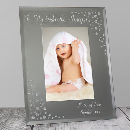 Personalised Any Message 6x4 Diamante Glass Photo Frame