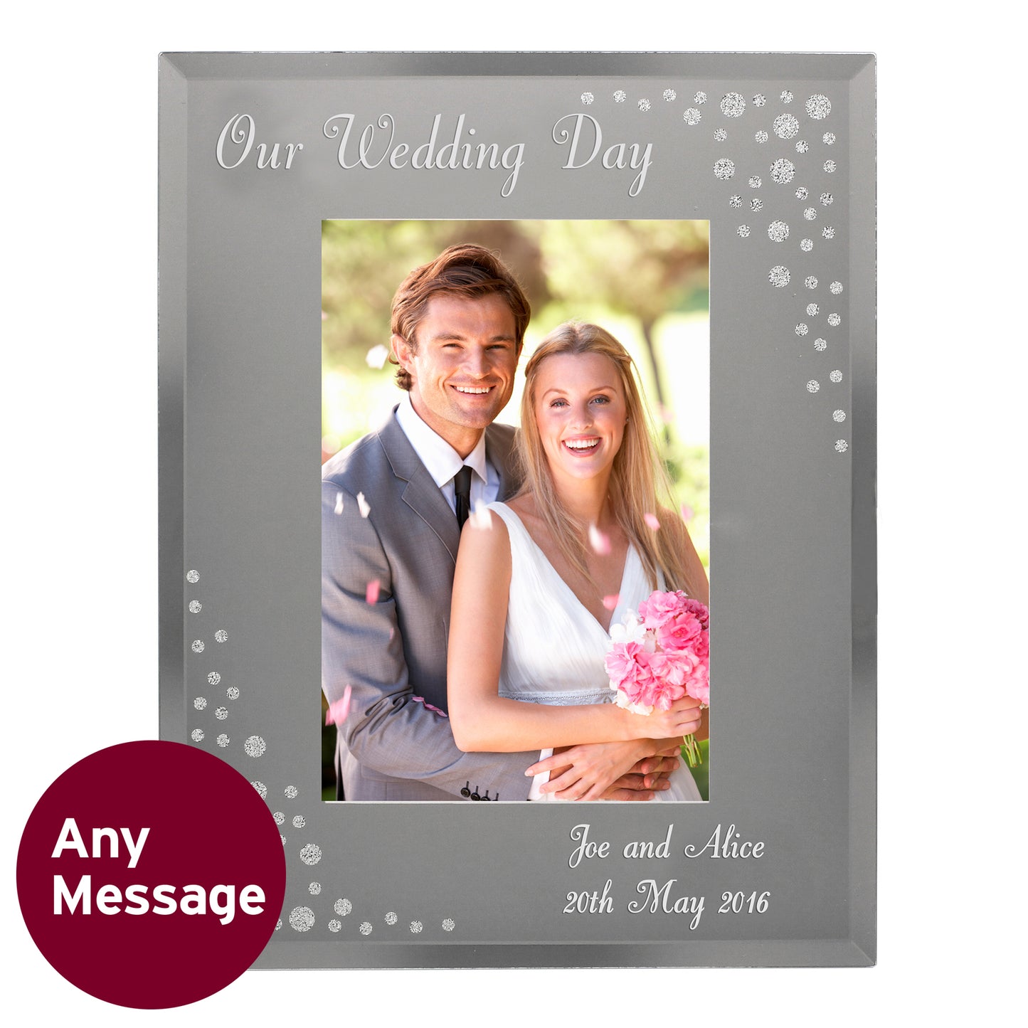 Personalised Any Message 6x4 Diamante Glass Photo Frame