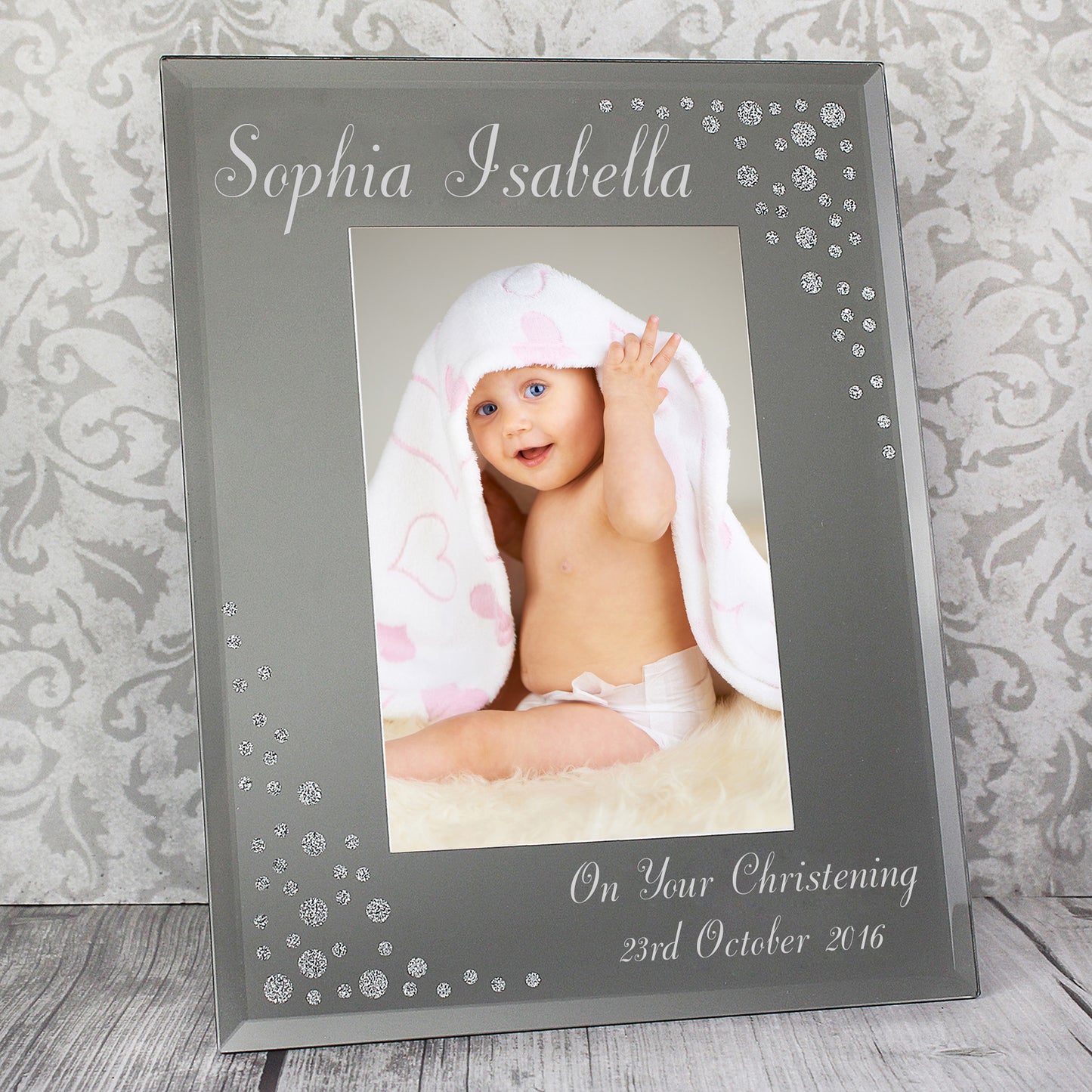 Personalised Any Message 6x4 Diamante Glass Photo Frame