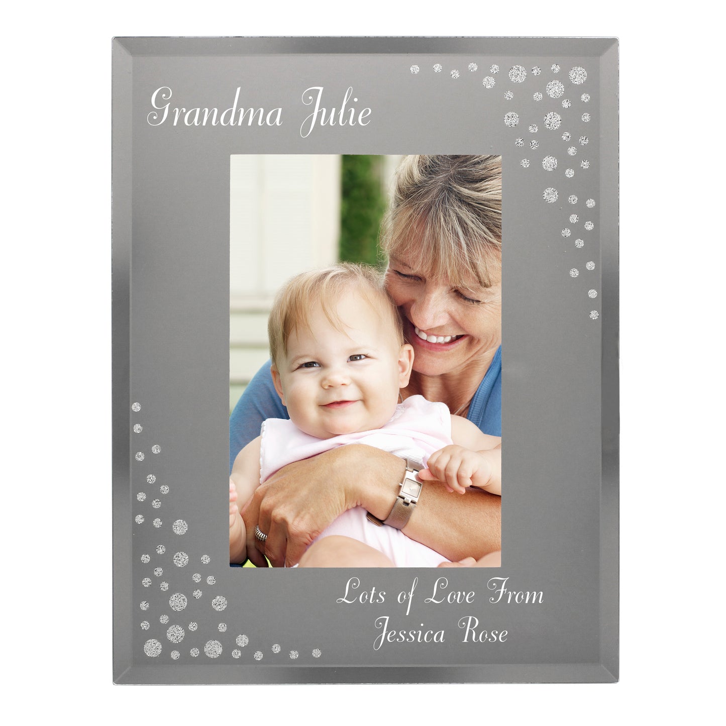 Personalised Any Message 6x4 Diamante Glass Photo Frame