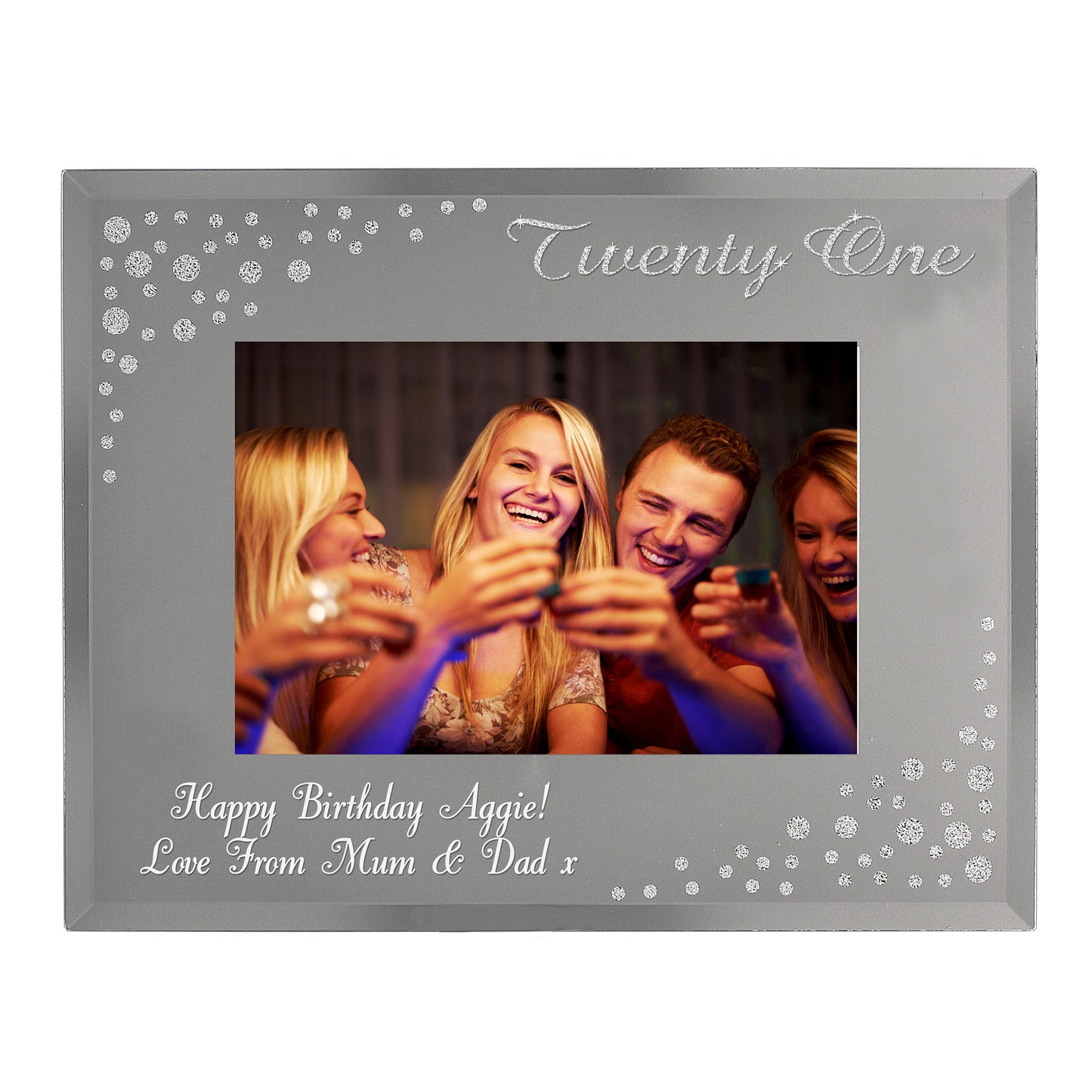 Personalised Twenty One Diamante 6x4 Glass Photo Frame