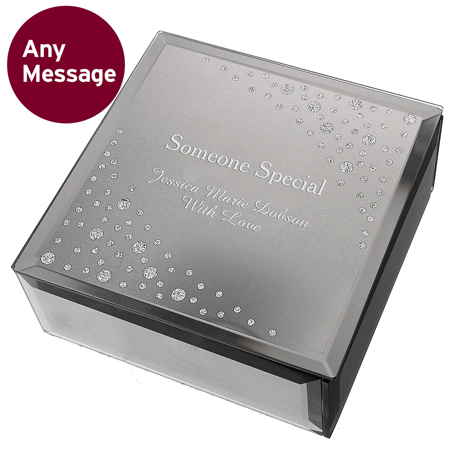 Personalised Diamante Name & Message Glass Trinket Box