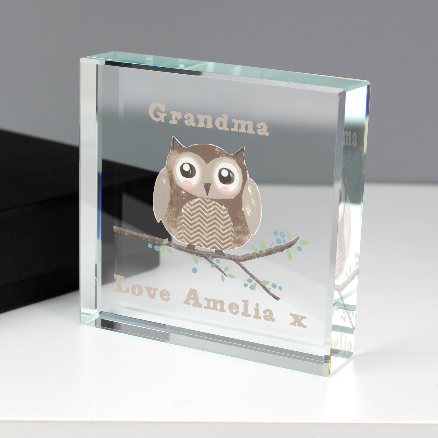 Personalised Woodland Owl  Crystal Token