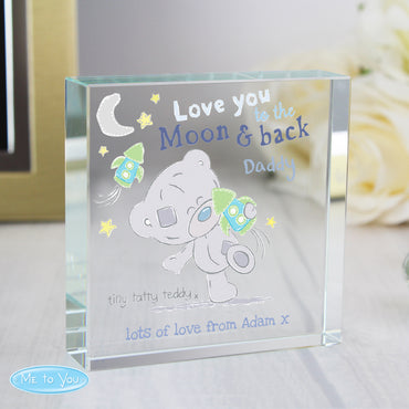 Personalised Tiny Tatty Teddy To the Moon & Back Crystal Token