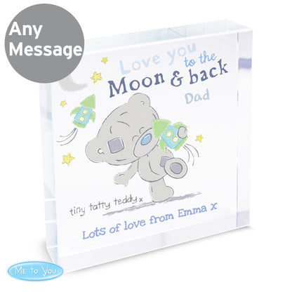 Personalised Tiny Tatty Teddy To the Moon & Back Crystal Token