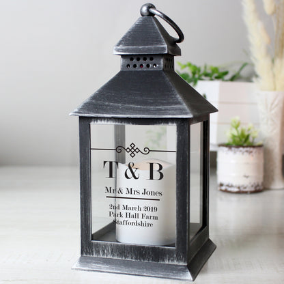 Personalised Elegant Diamond Rustic Black Lantern