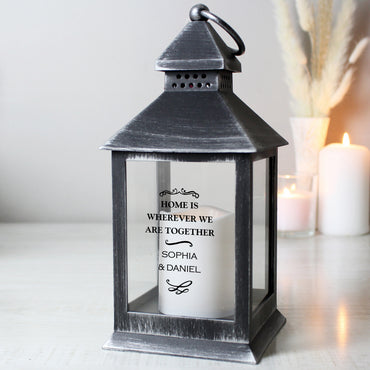 Personalised Antique Scroll Rustic Black Lantern