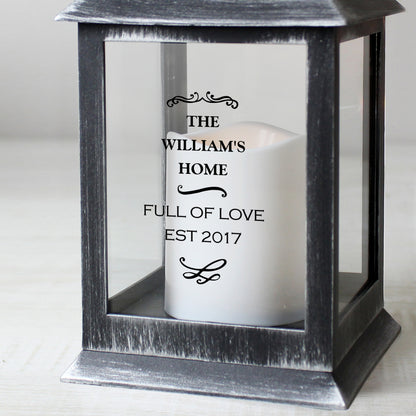 Personalised Antique Scroll Rustic Black Lantern