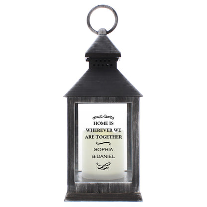 Personalised Antique Scroll Rustic Black Lantern