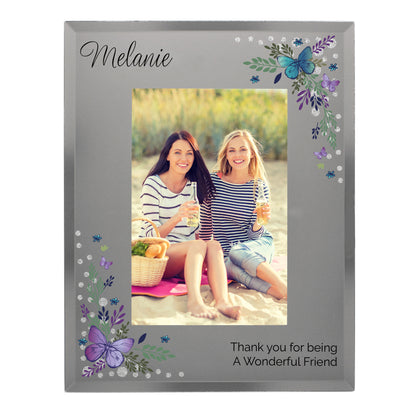 Personalised Butterfly 6x4 Diamante Glass Photo Frame