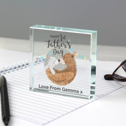 Personalised 1st Father's Day Daddy Bear Crystal Token