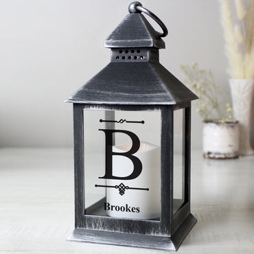 Personalised Initial Rustic Black Lantern