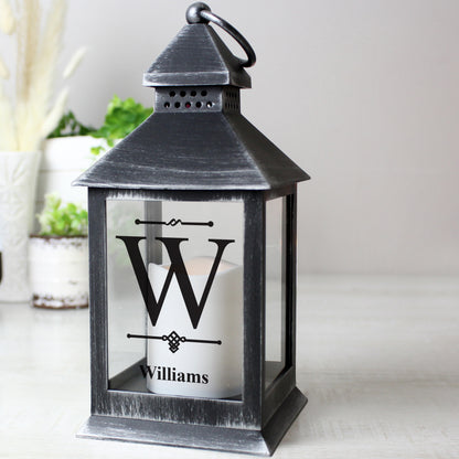 Personalised Initial Rustic Black Lantern