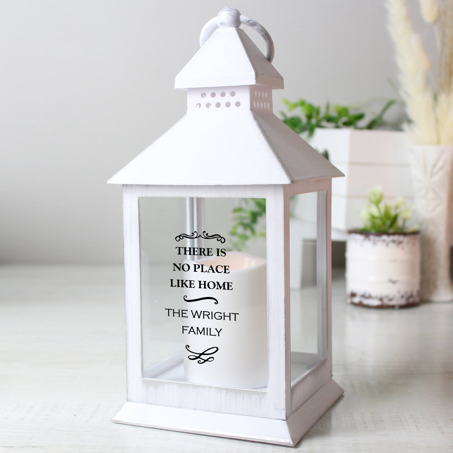 Personalised Antique Scroll White Lantern