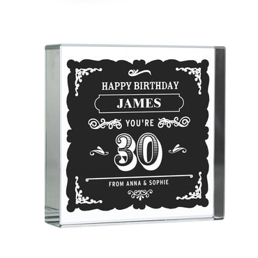 Personalised Birthday Vintage Typography Crystal Token