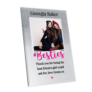 Personalised 'Bestie' 4x4 Glitter Glass Photo Frame