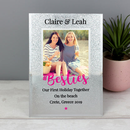 Personalised 'Bestie' 4x4 Glitter Glass Photo Frame