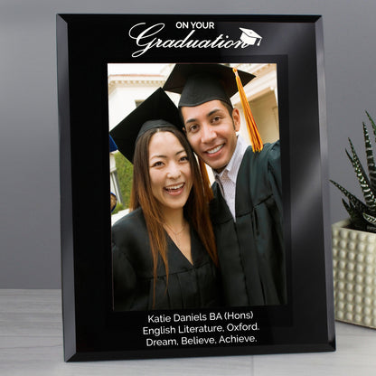 Personalised Graduation Black Glass 5x7 Photo Frame