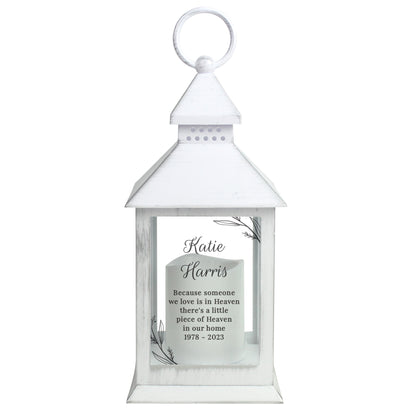 Personalised Memorial White Lantern