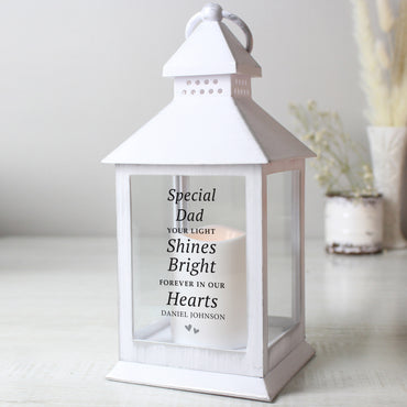 Personalised 'Your Light Shines Bright' White Lantern