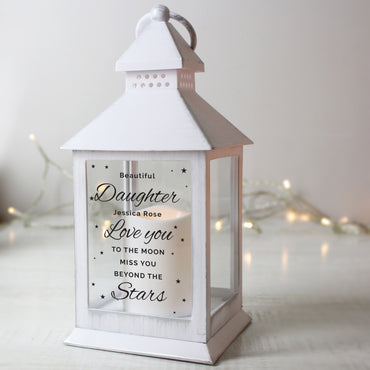 Personalised 'Miss You Beyond The Stars' White Lantern