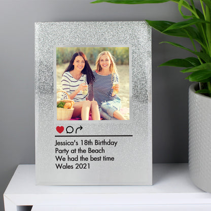 Personalised Instagram Post 4x4 Glitter Glass Photo Frame