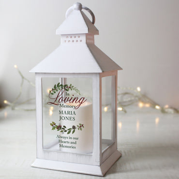 Personalised In Loving Memory White Lantern