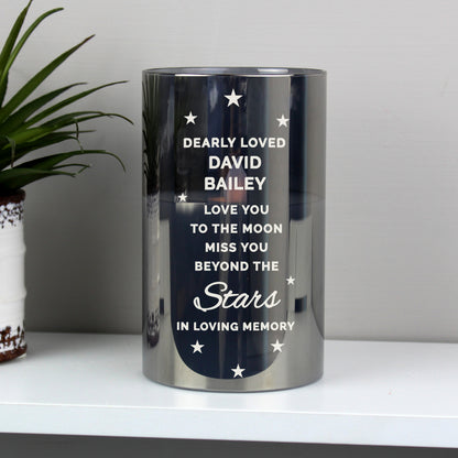 Personalised Miss You Beyond The Stars Smoked Glass LED Candle