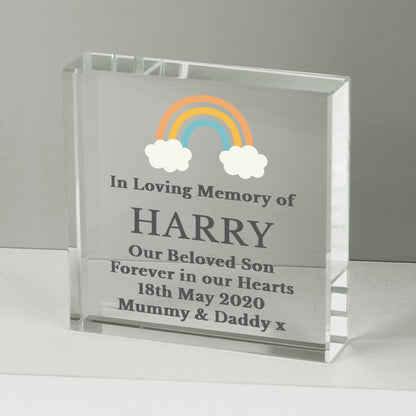 Personalised Rainbow Memorial Crystal Token