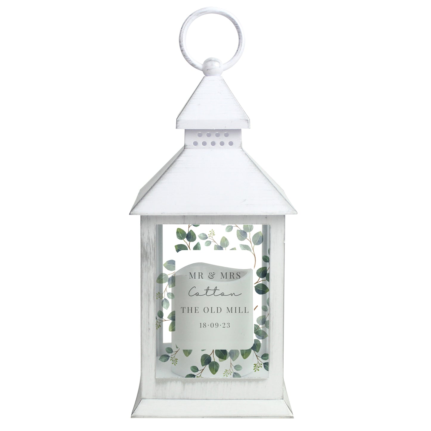 Personalised Botanical White Lantern