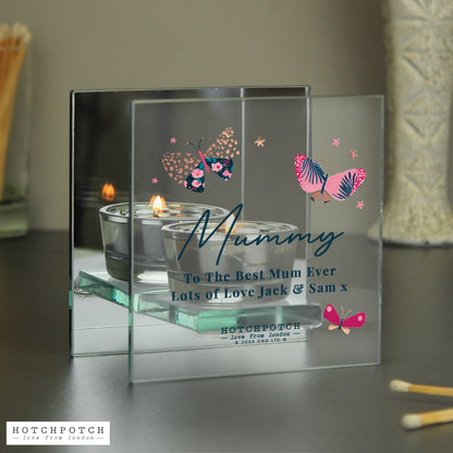 Personalised Hotchpotch Butterfly Mirrored Tealight Holder