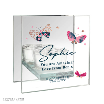 Personalised Hotchpotch Butterfly Mirrored Tealight Holder