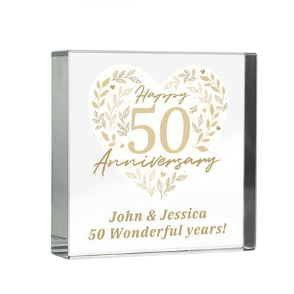 Personalised 50th Golden Wedding Anniversary Crystal Token