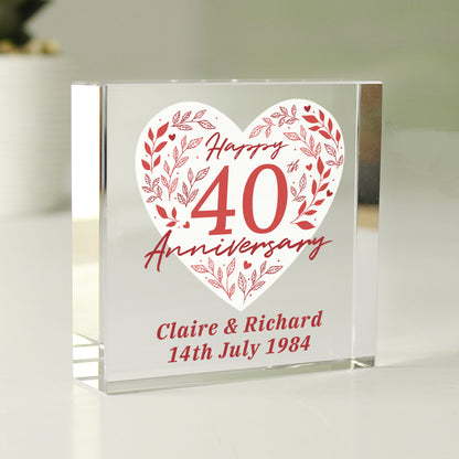 Personalised 40th Ruby Wedding Anniversary Crystal Token