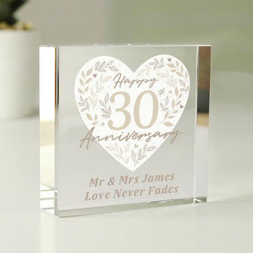 Personalised 30th Pearl Wedding Anniversary Crystal Token