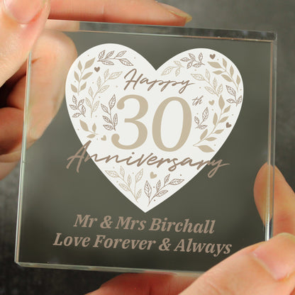 Personalised 30th Pearl Wedding Anniversary Crystal Token