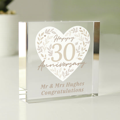 Personalised 30th Pearl Wedding Anniversary Crystal Token