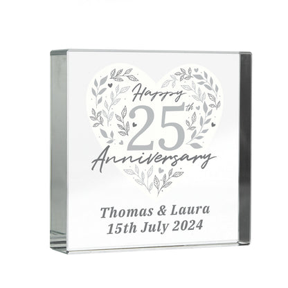 Personalised 25th Silver Wedding Anniversary Crystal Token