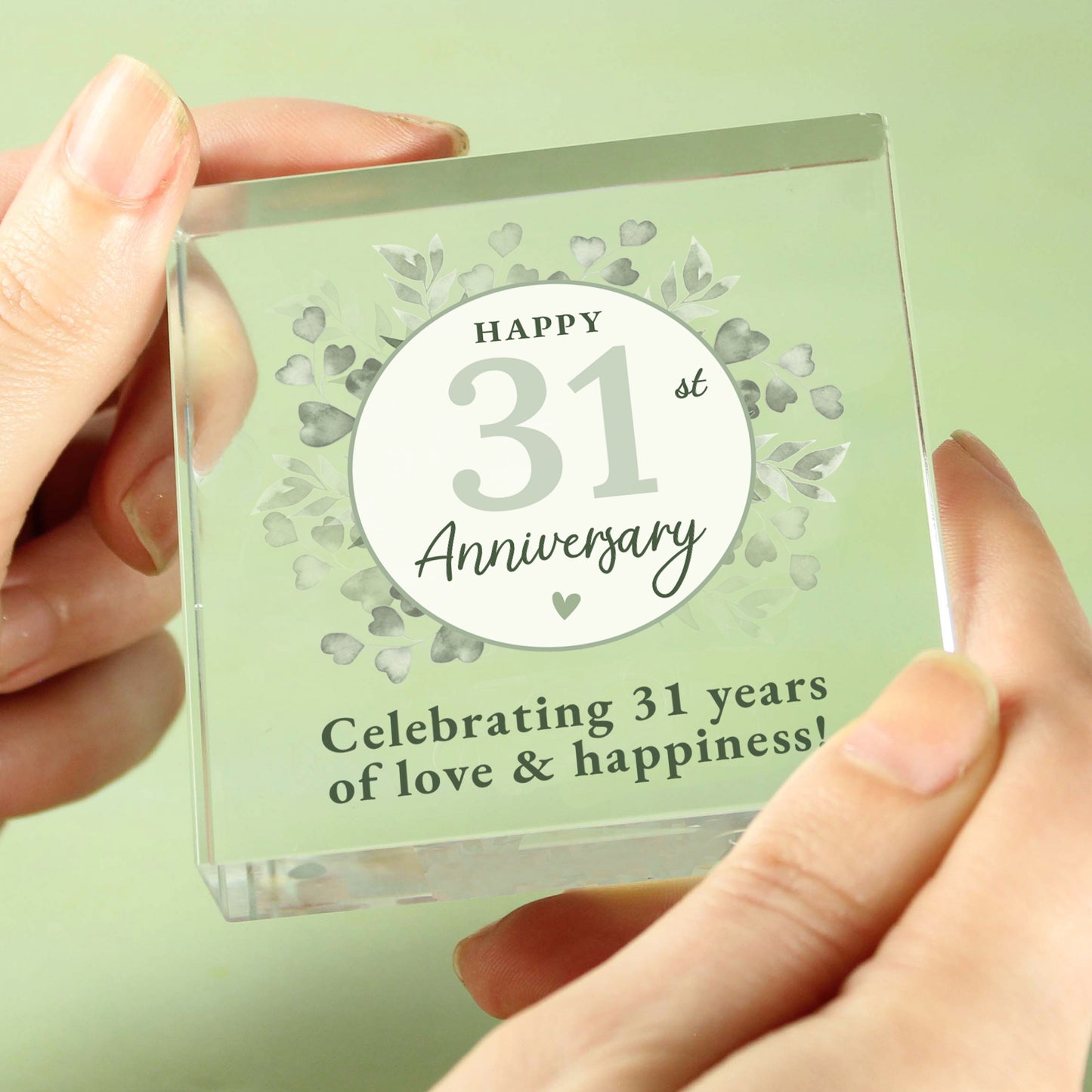 Personalised Botanical Anniversary Crystal Token