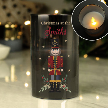 Personalised Christmas Nutcracker Smoked LED Candle