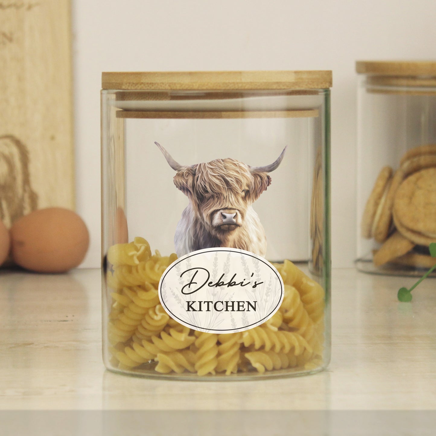 Personalised Highland Cow Glass Storage Jar