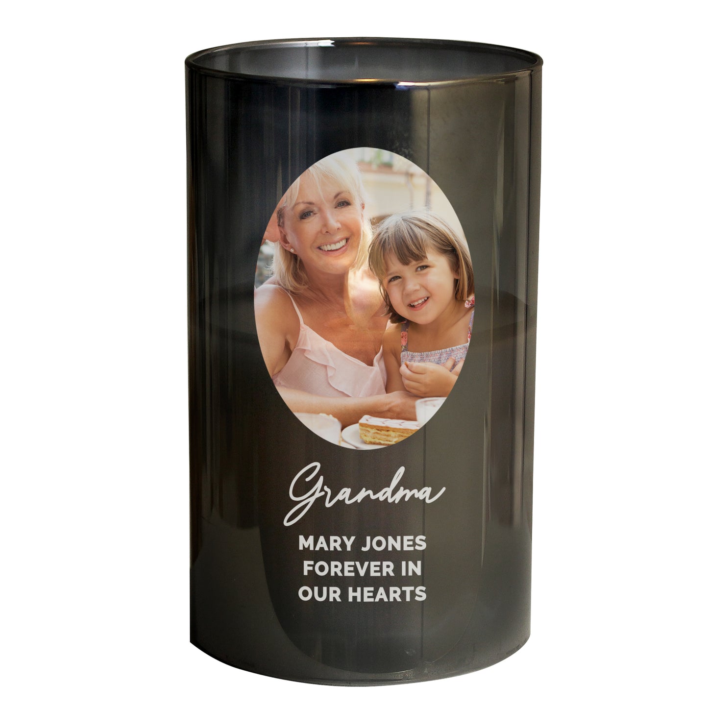 Personalised Photo Upload Smoked Glass LED Candle