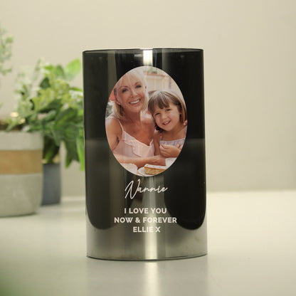 Personalised Photo Upload Smoked Glass LED Candle