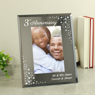 Personalised Anniversary 6x4 Diamante Glass Photo Frame